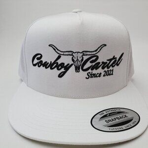 Cowboy Cartel Flat Bill Trucker White Mesh Snapback